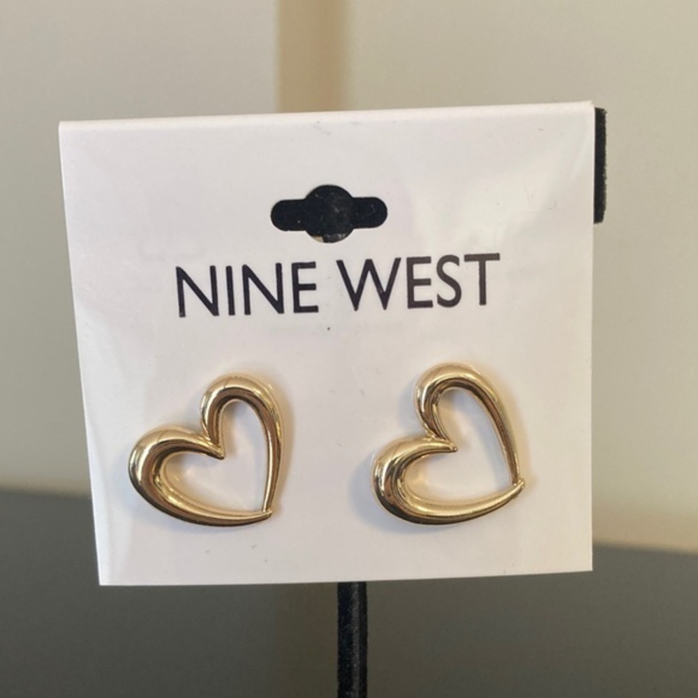 Nine West Gold-Tone Heart Earrings